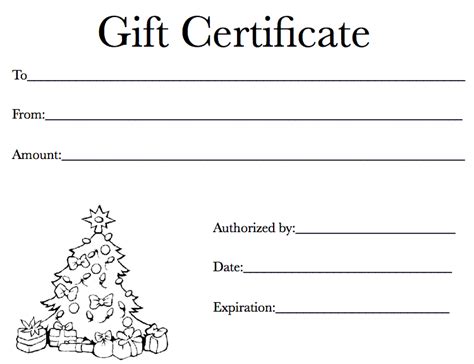 Christmas Gift Certificate Template Free Black And&nbsp;White