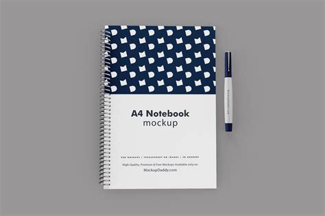 A4 Spiral Notebook Mockup&nbsp;Free